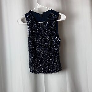 Express Navy Sequin Sleeveless Tank